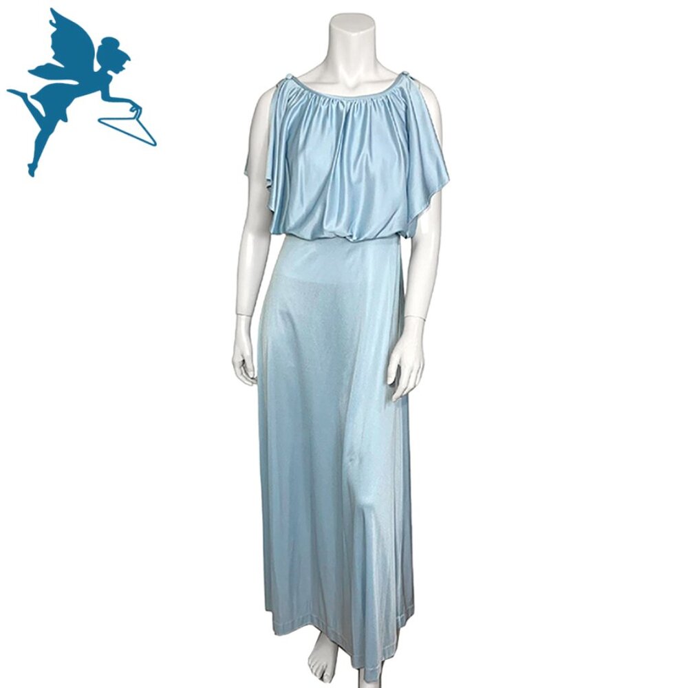 VINTAGE 1970s Ice Blue Gown - Picture 2 of 7
